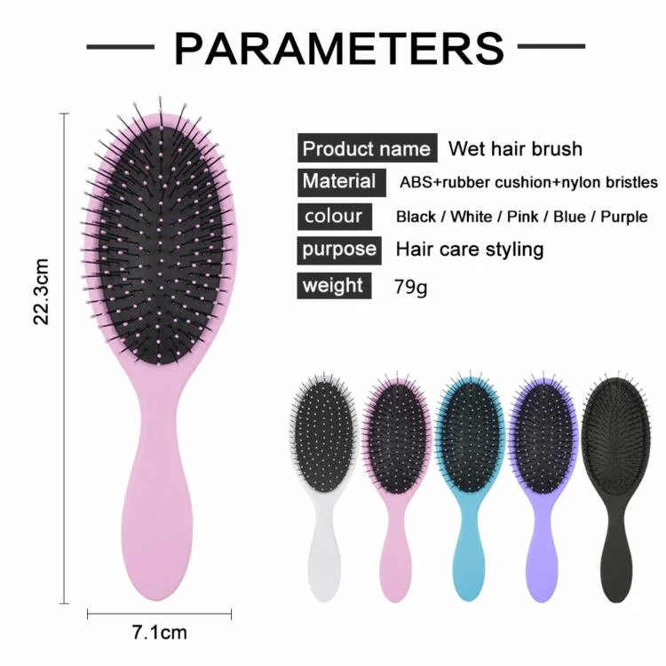 Custom Logo Premium Quality Wholesale Pink Thick Soft Nylon Bristle Detangling Curly Wet and Dry Hair Brush Set PRO for Wig Hair