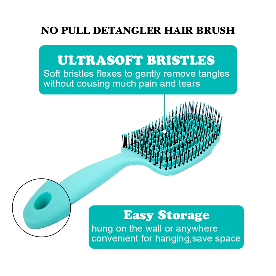 Custom Scalp Massage Large Curved Comb Flexible Anti-Static Labyrinth De-Tangle Vented Hair Brush for Women Wet/Dry Long Hair Use