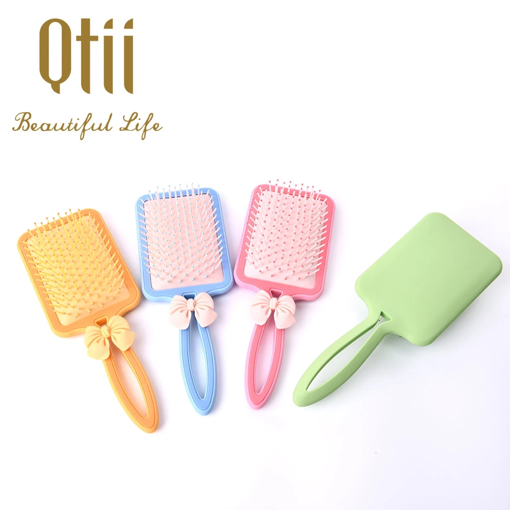 New Mold Paddle Shape Air Cushion Massage Hair Brush with Soft Touch Paint and with Bow Decoration