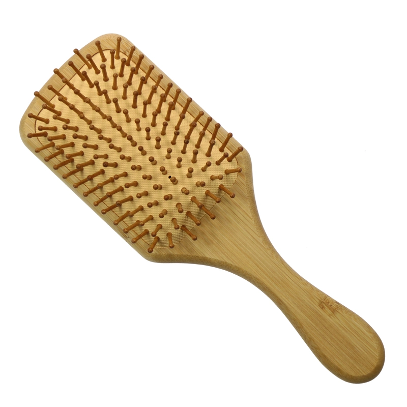 Amazon Hot-Sale-Massage-Hair-Brush-Men Private Label Square Wooden Bamboo Paddle Brush